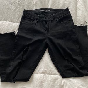 Old Navy Rockstar Midrise Black Jeans Rips and frayed